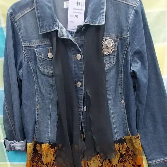 2769 Size M Cato Upcycled Jean Jacket, Tunic - Picture 6 of 7